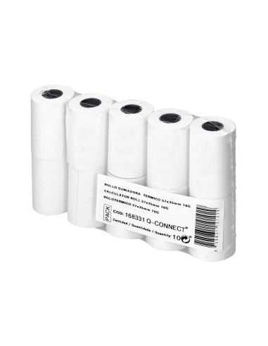 Rollo sumadora termico q-connect 57 mm ancho x 35 mm diametro para tpv sin bisfenol a papel de 70 g/m2