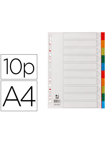 Separador q-connect plastico juego de 10 separadores din a4 multitaladro