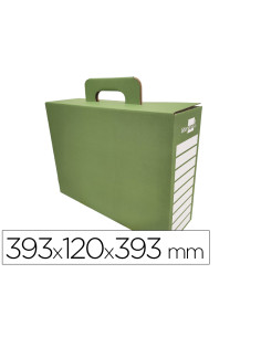 Caja cheque-libro liderpapel para material escolar carton reforzado con asa color verde 393x120x393 mm