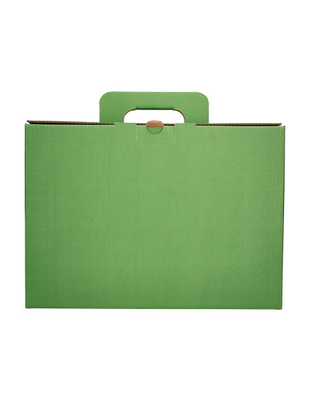 Caja cheque-libro liderpapel para material escolar carton reforzado con asa color verde 393x120x393 mm