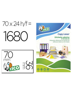 Etiqueta adhesiva tico naranja fluorescenteses permanente fsclaser/inkjet/fotocopia70x36 mm caja de 1680 unidades