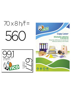 Etiqueta adhesiva tico rojo fl uorescentes permanente fsc laser/inkjet/fotocopia 99,1x67,7 mmcaja de 560 unidades