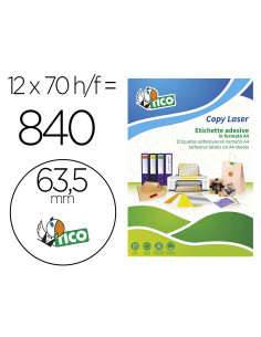 Etiqueta adhesiva tico amarill o fluorescentes permanente fsclaser/inkjet/fotocopia redonda63,5 mm caja de 840 unidades