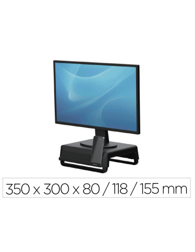 Soporte fellowes para monitor breyta 3 ajustes de altura hasta 30 kg 100% reciclable 350x300x80/118/155 mm negro