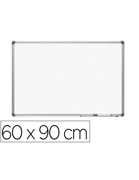 Pizarra blanca rocada lacada magnetica marco aluminio con cantoneras 60x90 cm