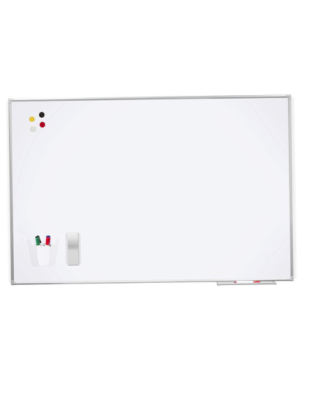 Pizarra blanca rocada lacada magnetica marco aluminio con cantoneras 100x200 cm