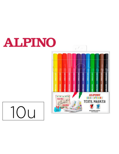 Rotulador alpino textil marker color experience estuche de 10 unidades colores surtidos