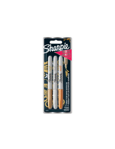 Rotulador sharpie permanente fino metalico blister de 3 unidades oro/plata/bronce clipstrip de 12 blister 2