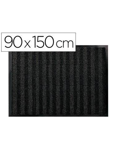 Alfombra para suelo q-connect premium para interiores antideslizante fibra polipropileno y fieltro gris 90x150 cm