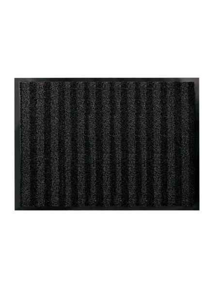 Alfombra para suelo q-connect premium para interiores antideslizante fibra polipropileno y fieltro gris 90x150 cm
