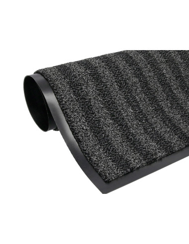 Alfombra para suelo q-connect premium para interiores antideslizante fibra polipropileno y fieltro gris 90x150 cm