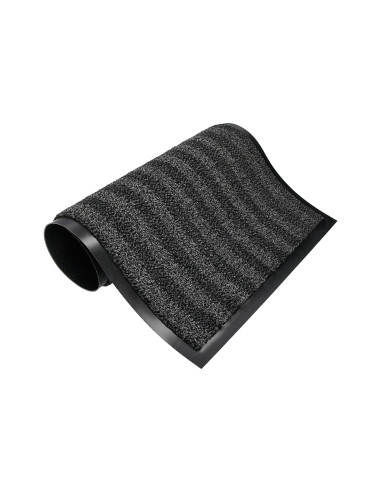 Alfombra para suelo q-connect premium para interiores antideslizante fibra polipropileno y fieltro gris 90x60 cm