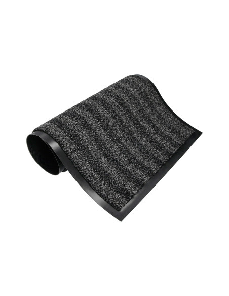 Alfombra para suelo q-connect premium para interiores antideslizante fibra polipropileno y fieltro gris 90x60 cm