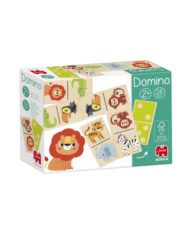 Juego goula jumbo domino madera selva 28 piezas