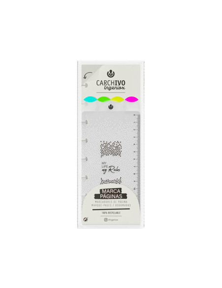 Marcapaginas carchivo ingeniox polipropileno transparente/neon 4 posiciones