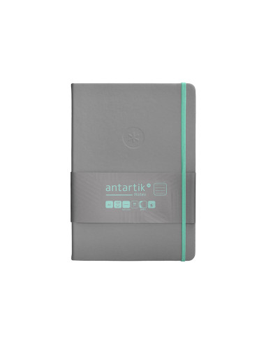 Cuaderno con gomilla antartik notes tapa dura a5 hojas rayas gris y turquesa 100 hojas 80 gr fsc