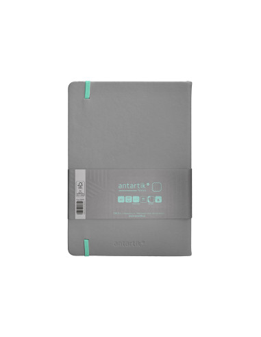 Cuaderno con gomilla antartik notes tapa dura a5 hojas puntos gris y turquesa 100 hojas 80 gr fsc
