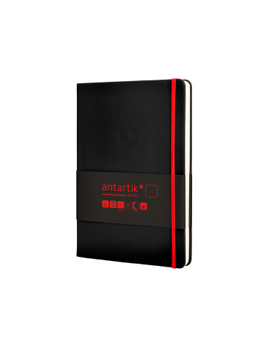 Cuaderno con gomilla antartik notes tapa dura a5 hojas puntos negro y rojo 100 hojas 80 gr fsc
