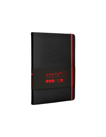 Cuaderno con gomilla antartik notes tapa dura a5 hojas puntos negro y rojo 100 hojas 80 gr fsc