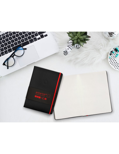 Cuaderno con gomilla antartik notes tapa dura a5 hojas puntos negro y rojo 100 hojas 80 gr fsc
