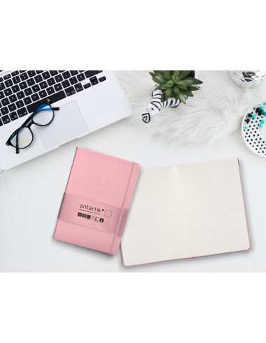 Cuaderno con gomilla antartik notes tapa dura a5 hojas puntos rosa pastel 100 hojas 80 gr fsc