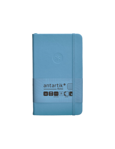 Cuaderno con gomilla antartik notes tapa dura a6 hojas cuadricula azul claro 100 hojas 80 gr fsc