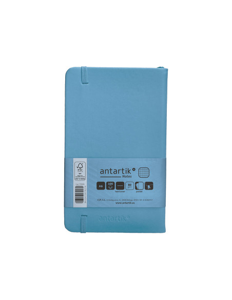 Cuaderno con gomilla antartik notes tapa dura a6 hojas cuadricula azul claro 100 hojas 80 gr fsc