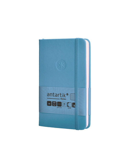 Cuaderno con gomilla antartik notes tapa dura a6 hojas cuadricula azul claro 100 hojas 80 gr fsc