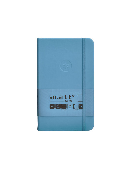 Cuaderno con gomilla antartik notes tapa dura a6 hojas lisas azul claro 100 hojas 80 gr fsc