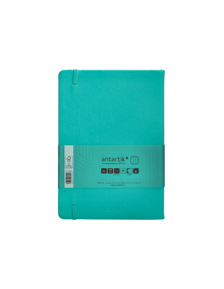 Cuaderno con gomilla antartik notes tapa dura a5 hojas puntos turquesa 100 hojas 80 gr fsc
