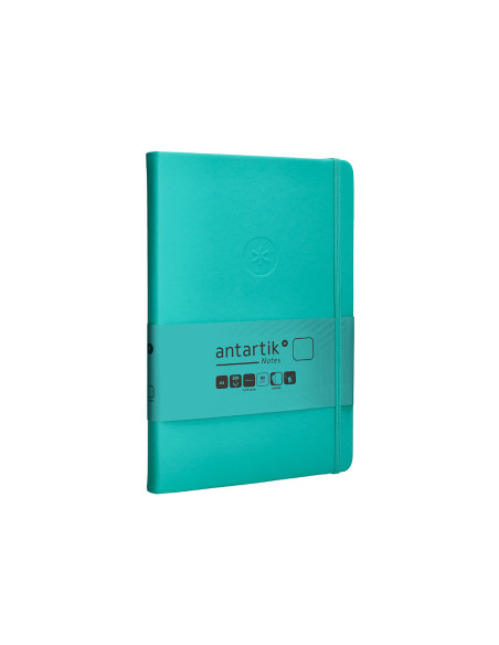 Cuaderno con gomilla antartik notes tapa dura a5 hojas lisas turquesa 100 hojas 80 gr fsc