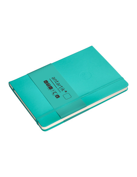 Cuaderno con gomilla antartik notes tapa dura a5 hojas lisas turquesa 100 hojas 80 gr fsc