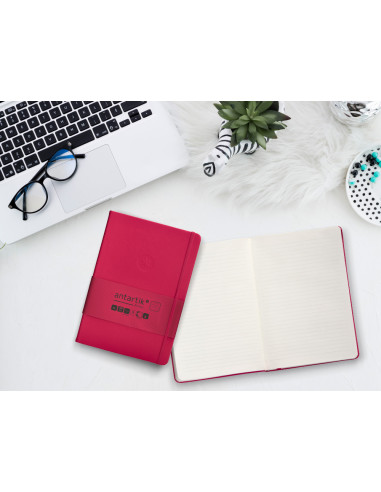 Cuaderno con gomilla antartik notes tapa dura a5 hojas rayas burdeos 100 hojas 80 gr fsc