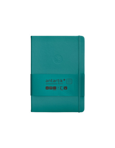 Cuaderno con gomilla antartik notes tapa dura a5 hojas cuadricula verde aguamarina 100 hojas 80 gr