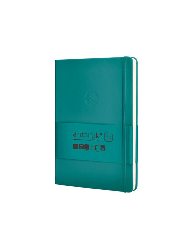 Cuaderno con gomilla antartik notes tapa dura a5 hojas cuadricula verde aguamarina 100 hojas 80 gr