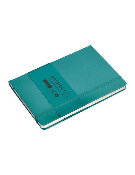 Cuaderno con gomilla antartik notes tapa dura a5 hojas cuadricula verde aguamarina 100 hojas 80 gr