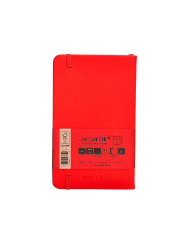 Cuaderno con gomilla antartik notes tapa dura a6 hojas cuadricula rojo 100 hojas 80 gr fsc