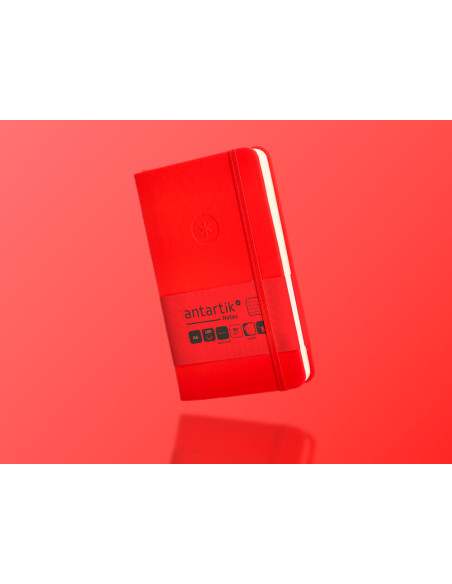 Cuaderno con gomilla antartik notes tapa dura a6 hojas cuadricula rojo 100 hojas 80 gr fsc