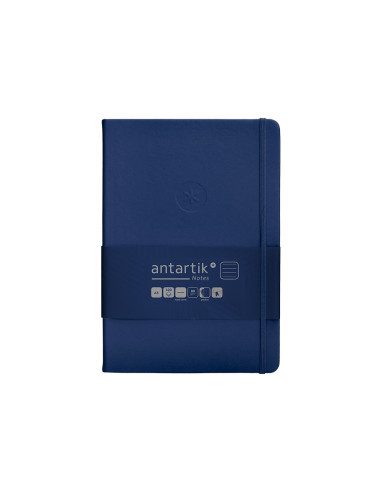Cuaderno con gomilla antartik notes tapa dura a5 hojas rayas azul marino 100 hojas 80 gr fsc
