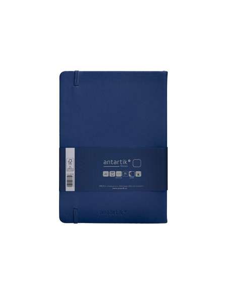 Cuaderno con gomilla antartik notes tapa dura a5 hojas puntos azul marino 100 hojas 80 gr fsc