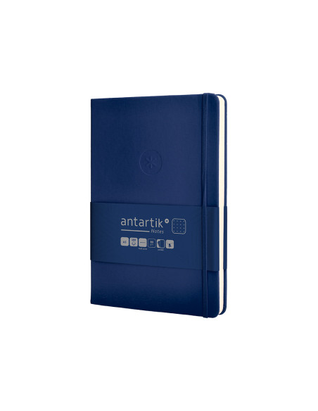 Cuaderno con gomilla antartik notes tapa dura a5 hojas puntos azul marino 100 hojas 80 gr fsc