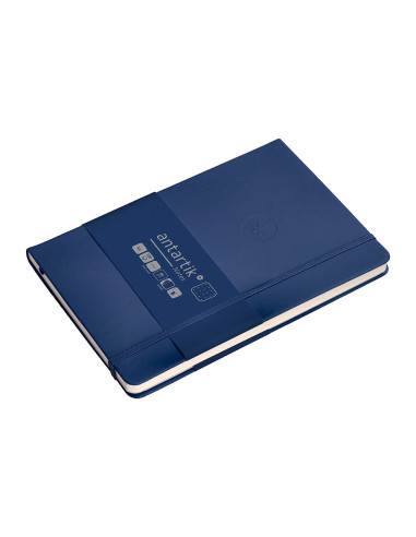 Cuaderno con gomilla antartik notes tapa dura a5 hojas puntos azul marino 100 hojas 80 gr fsc