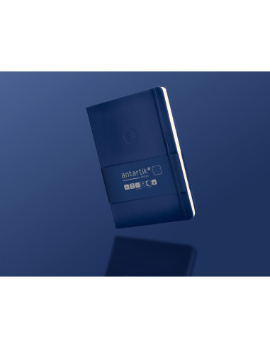 Cuaderno con gomilla antartik notes tapa dura a5 hojas puntos azul marino 100 hojas 80 gr fsc