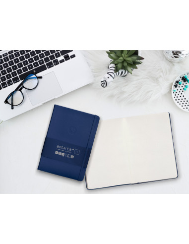 Cuaderno con gomilla antartik notes tapa dura a5 hojas puntos azul marino 100 hojas 80 gr fsc