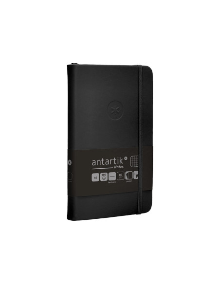 Cuaderno con gomilla antartik notes tapa dura a6 hojas cuadricula negro 100 hojas 80 gr fsc