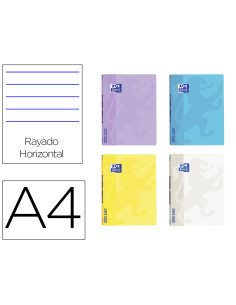 Libreta grapada oxford openflex tapa plastico din a4 48 hojas horizontal colores pastel surtidos