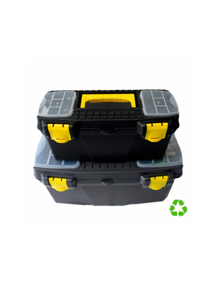 Caja de herramientas archivo 2000 con bandeja organizadora y compartimentos varios polipropileno reciclado 100%
