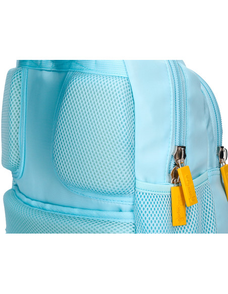 Cartera escolar liderpapel moc hila multibolsillo infantil flowers azul 350x110x270 mm