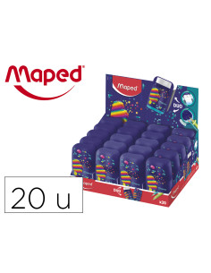 Sacapuntas maped plastico connect pixel party 2 usos con goma de borrar