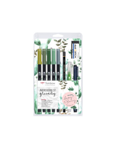 Set watercoloring tombow greenery 9 piezas 2